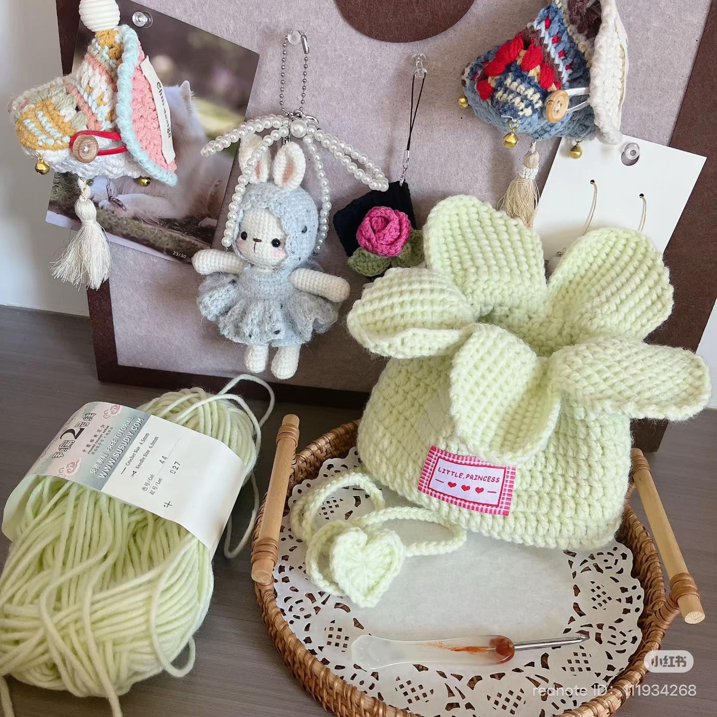 Crochet Pattern for Flower Petal Drawstring Bag