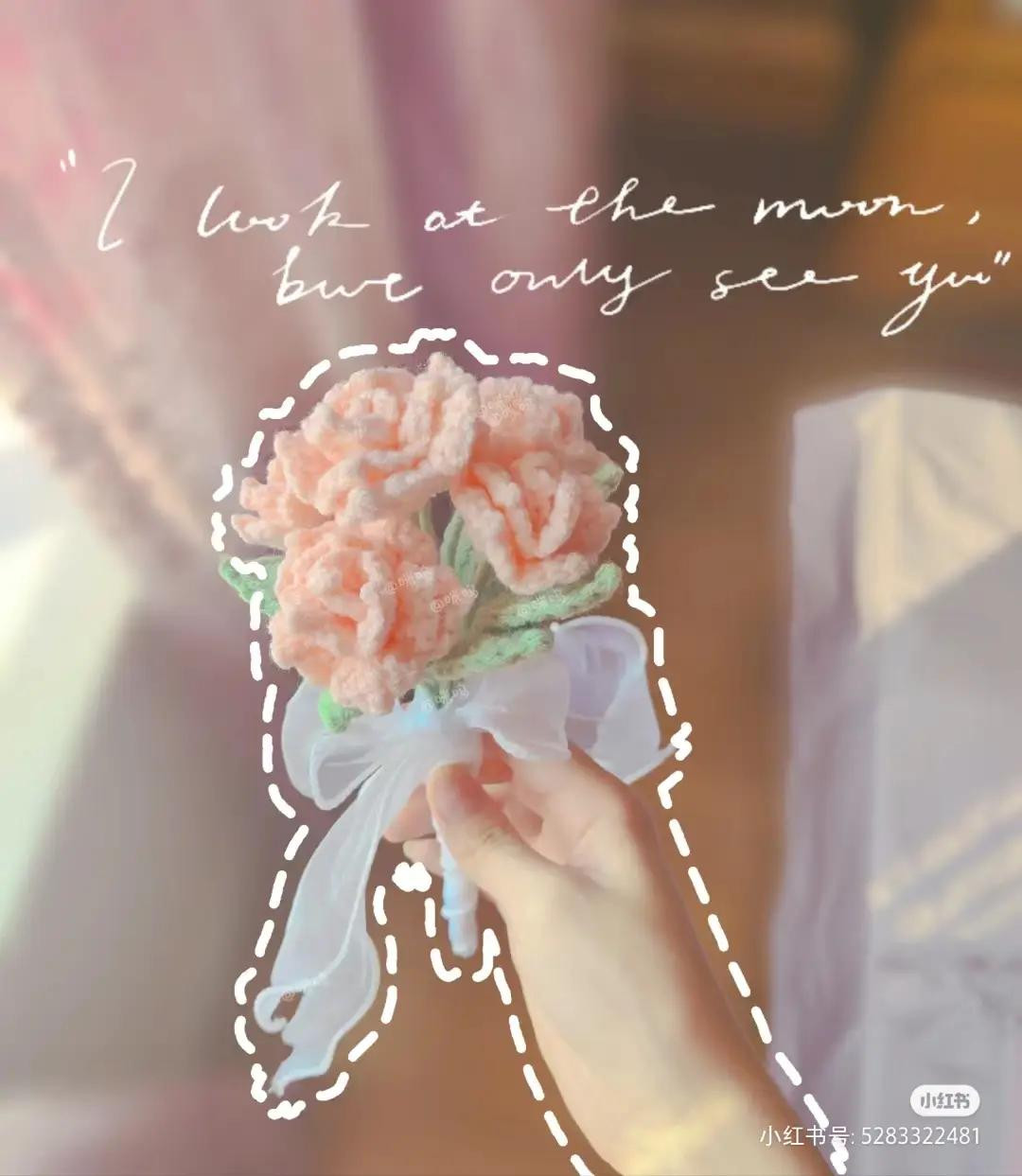 Crochet Pattern for Lovely Pink Rose Bouquet