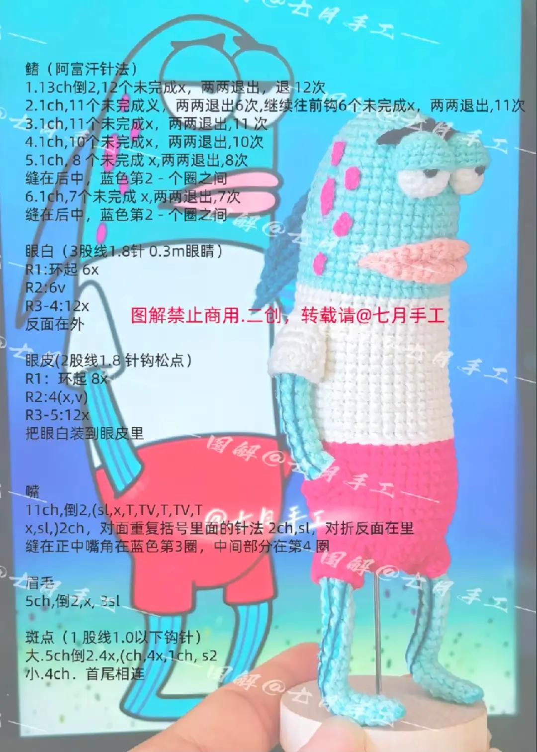 Crochet Pattern for Quirky Cartoon Fish Character Amigurumi