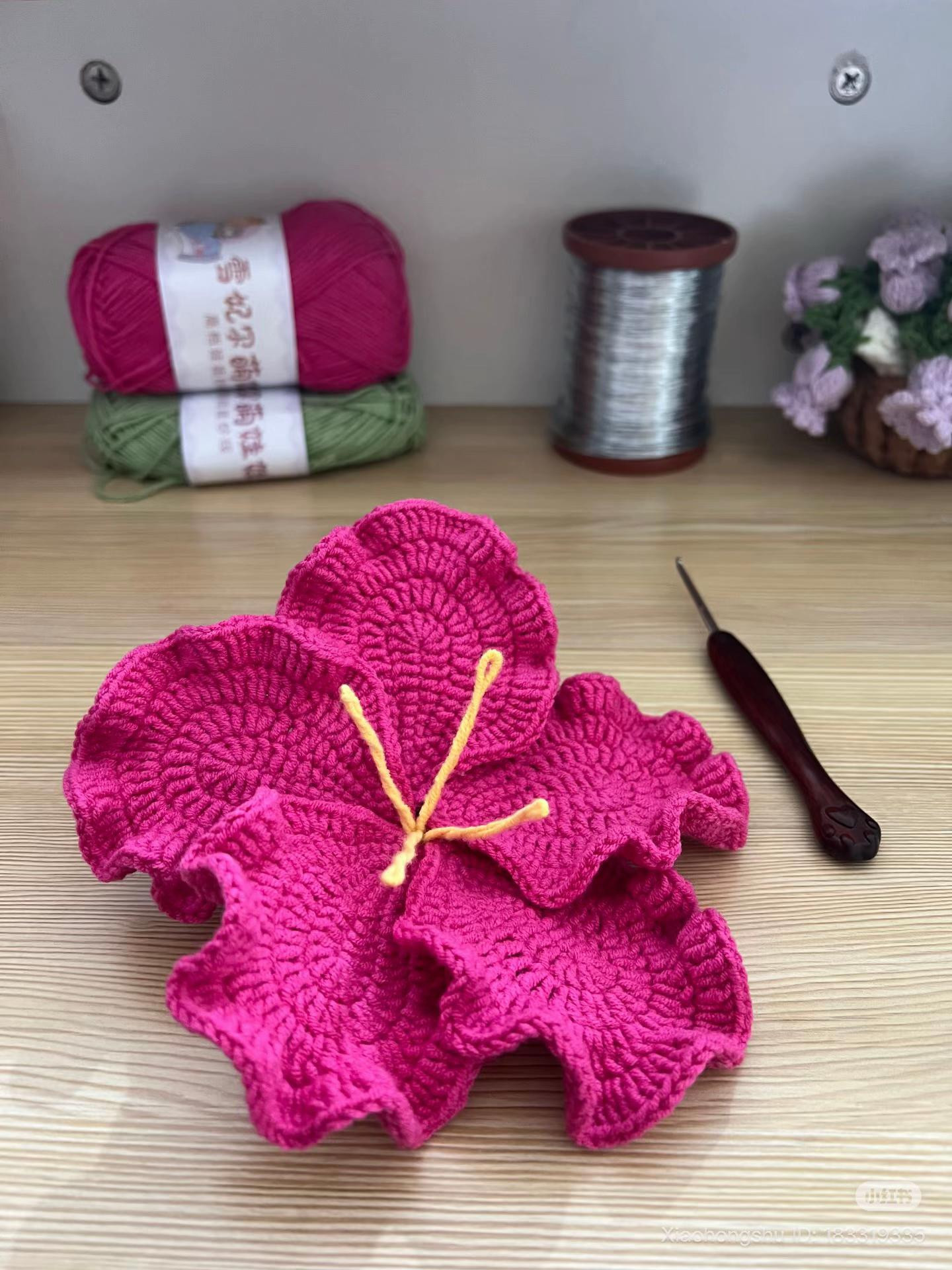 Crochet Pattern for Vibrant Hibiscus Flower Hair Accessory