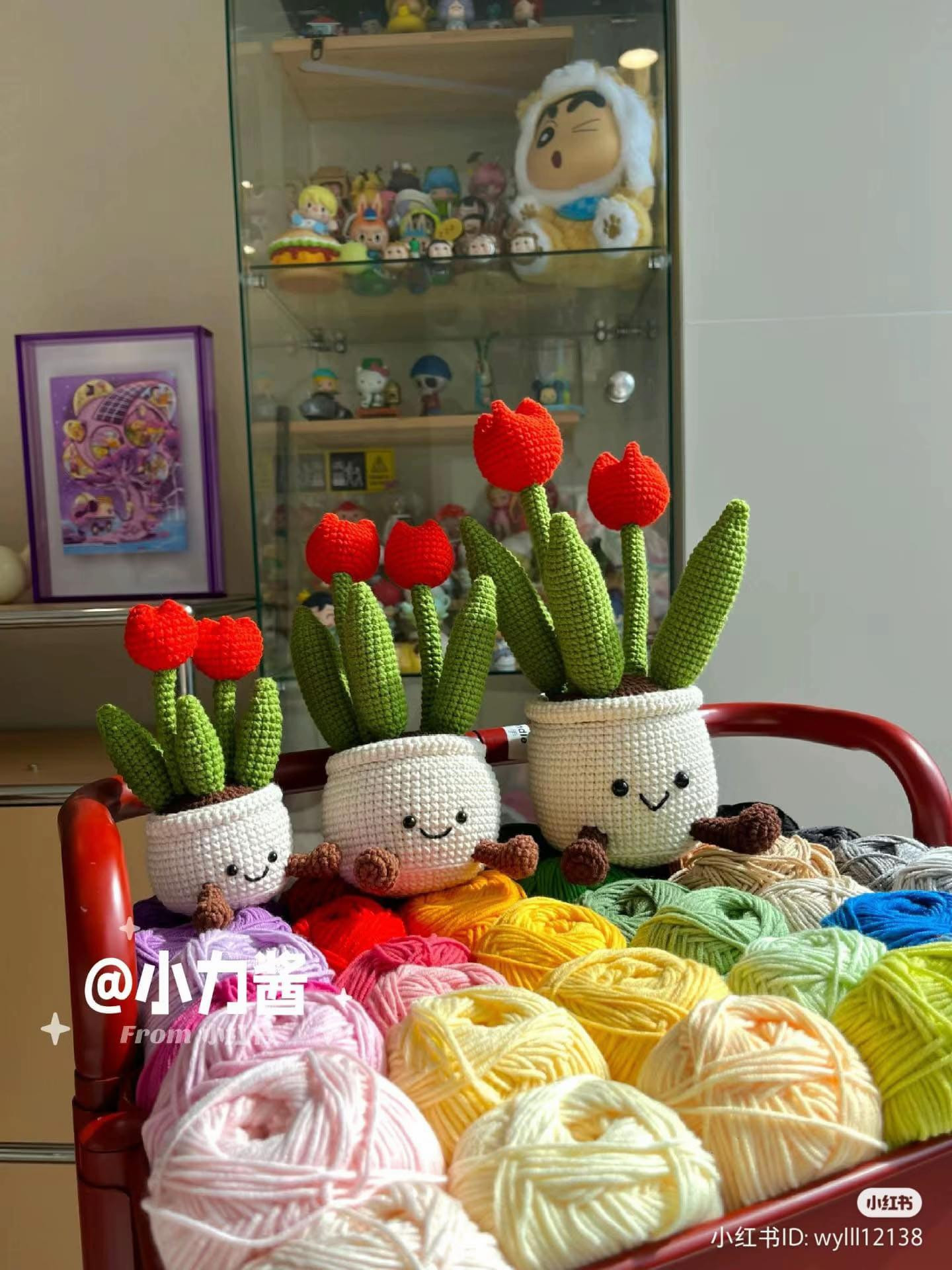 Crochet Tulip Pot with Smiling Face