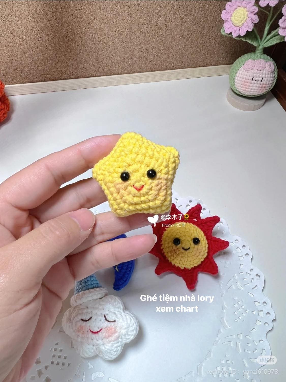Cute Crochet Pattern for Sun, Moon, Star, and Cloud