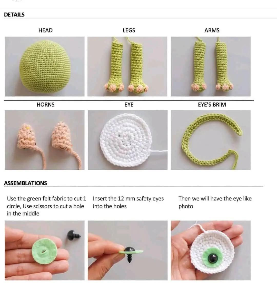Cute Green Cyclops Crochet Pattern for Beginners