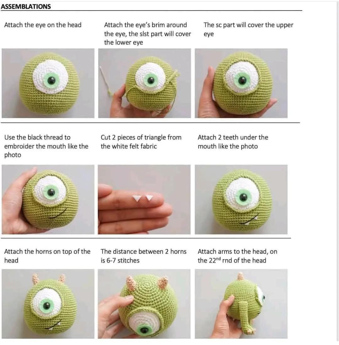 Cute Green Cyclops Crochet Pattern for Beginners