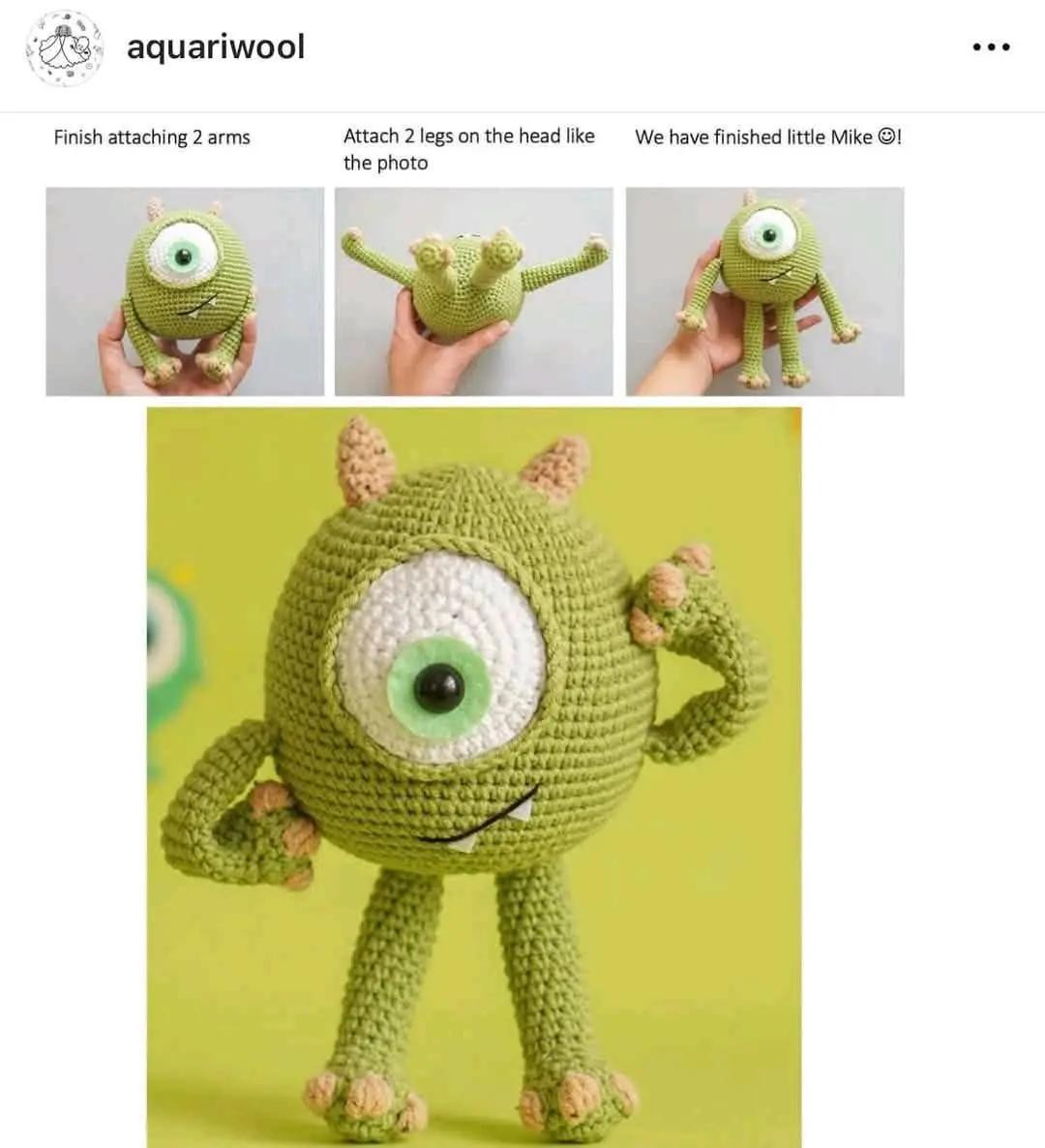 Cute Green Cyclops Crochet Pattern for Beginners