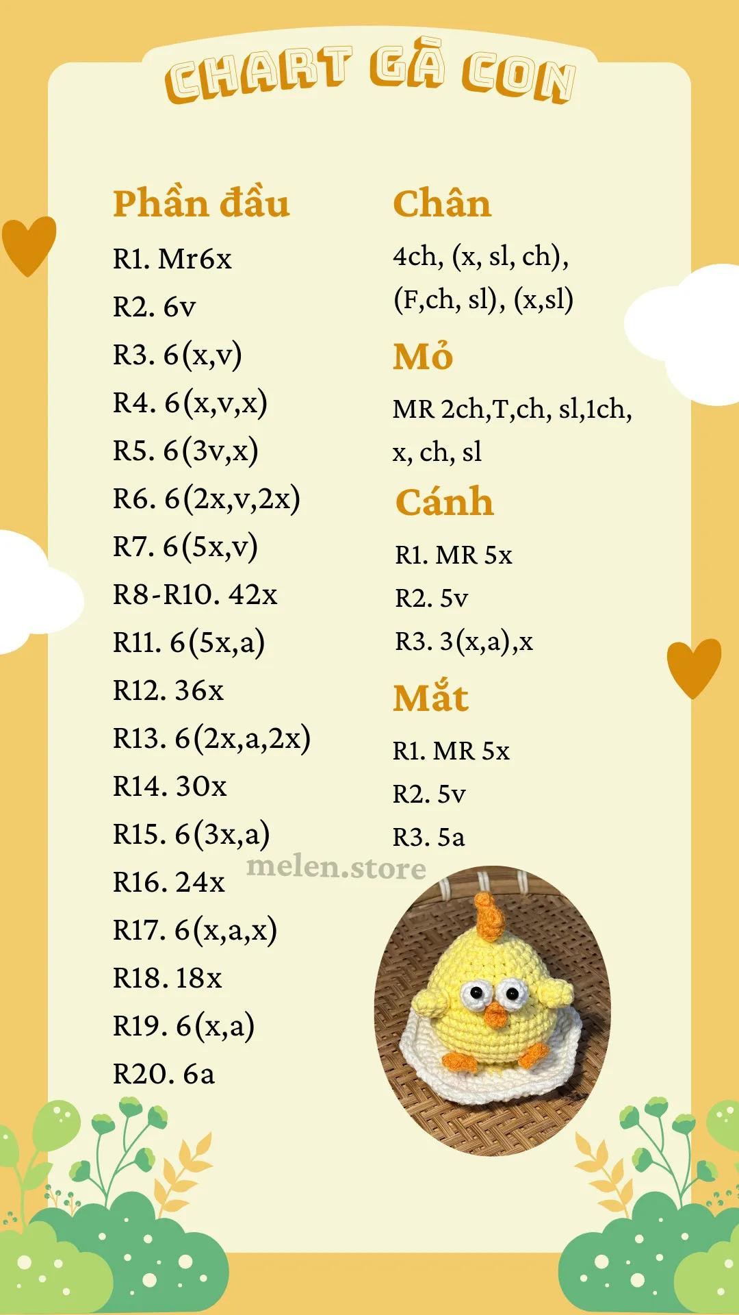 Cute Yellow Crochet Chick with Orange Details