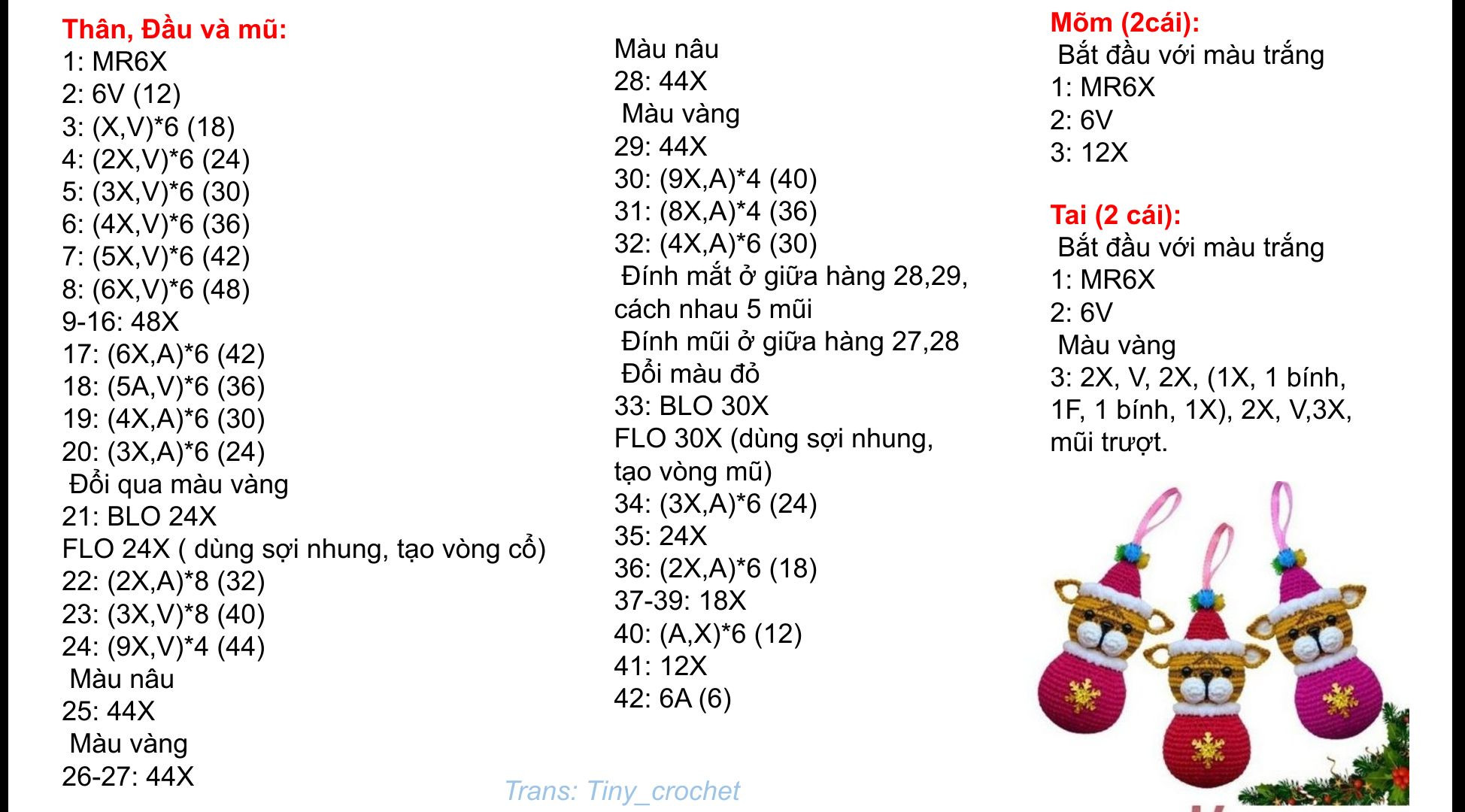 Đồ trang trí Giáng Sinh hình gấu dễ thương bằng móc len