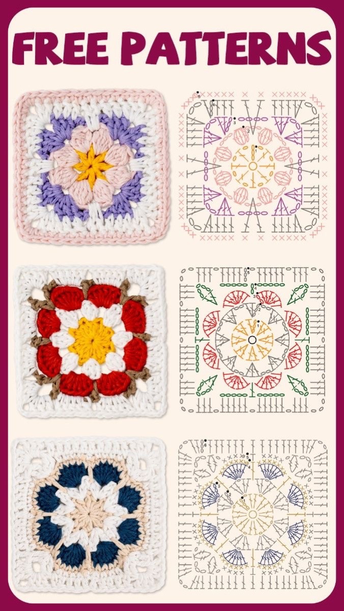 Elegant Crochet Bag with Square Motif Design