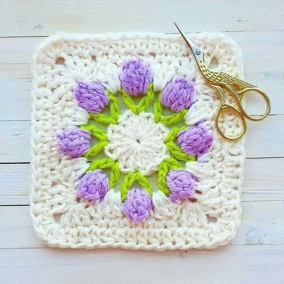 Elegant Crochet Bag with Square Motif Design