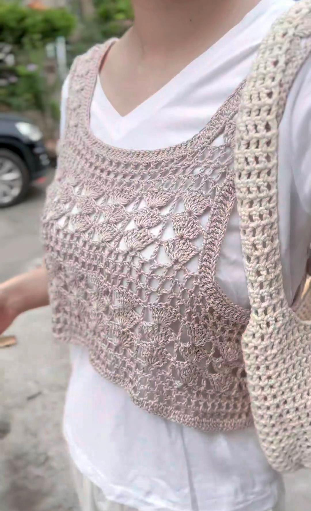 Elegant Crochet Vest Paired with White Summer Dress