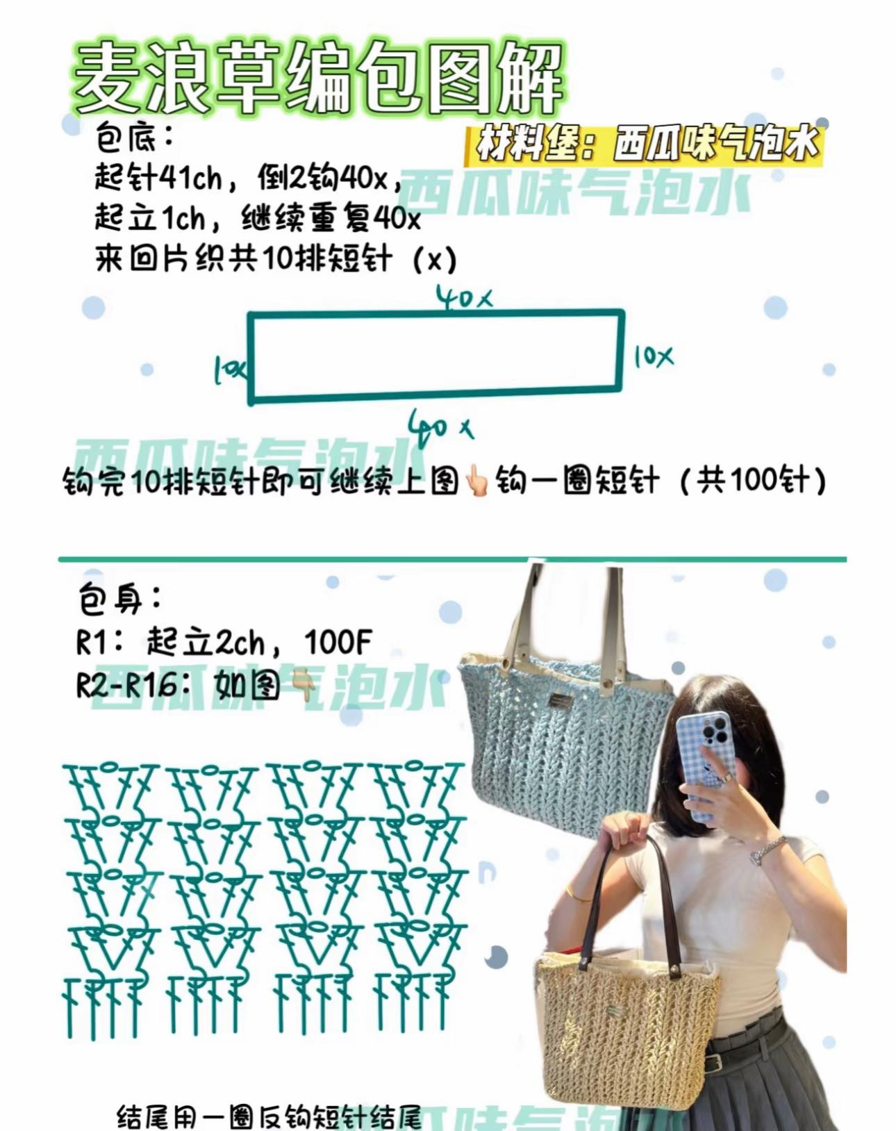 Elegant Handcrafted Crochet Bag with Light Blue Handles