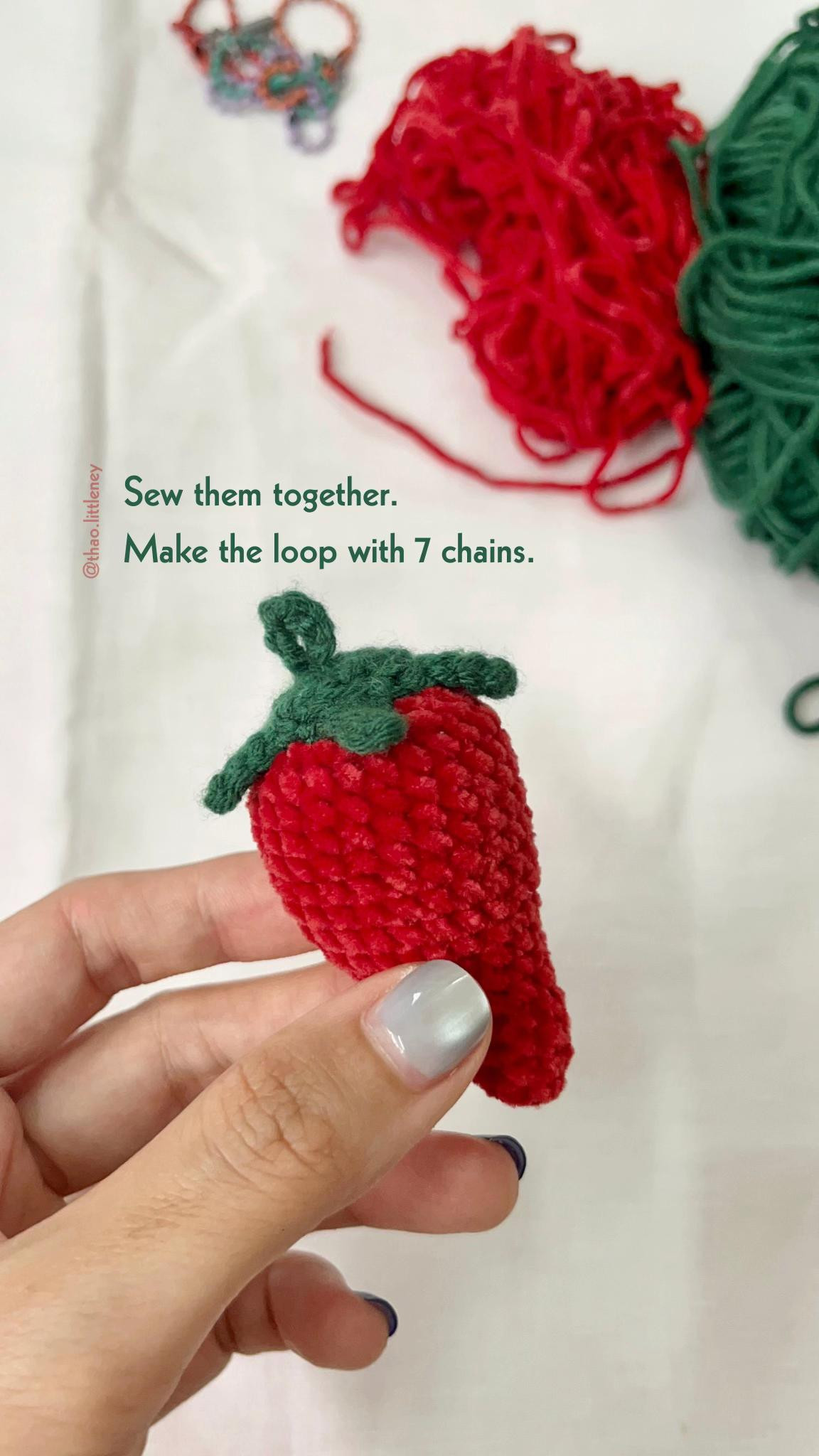 Free Crochet Pattern for Cute Chili Keychain