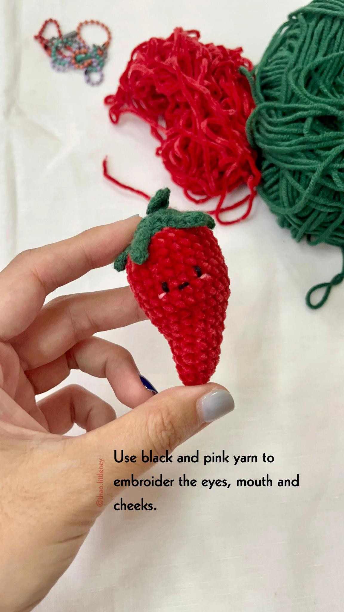 Free Crochet Pattern for Cute Chili Keychain
