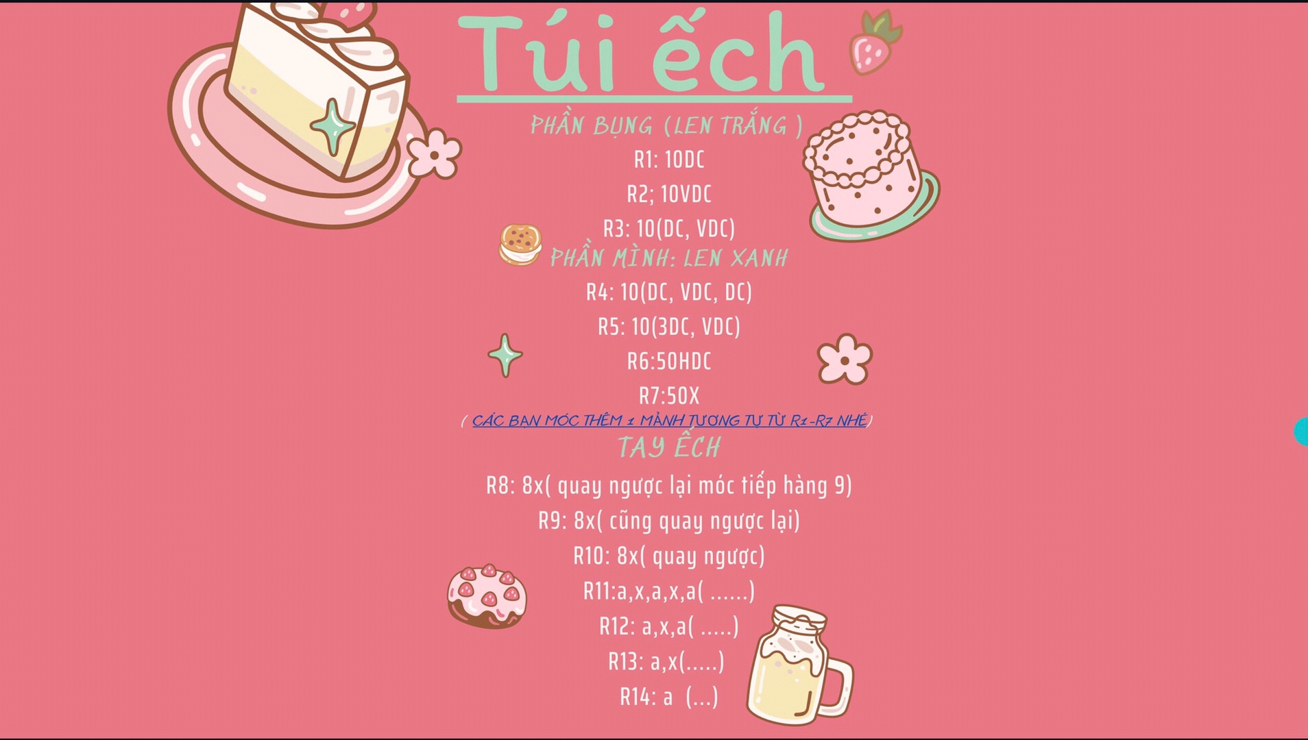 Frog holding a heart crochet pattern for cute bag