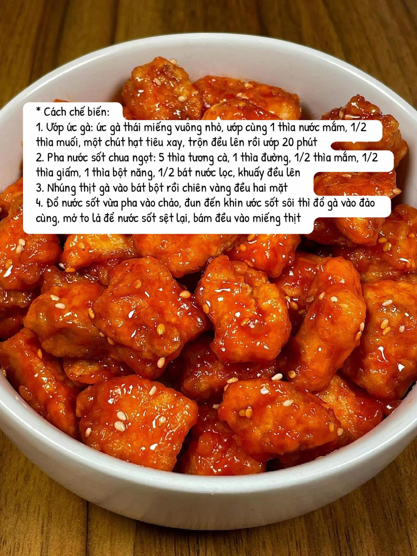 Gà giòn sốt chua ngọt mê ly, bùng nổ hương vị.