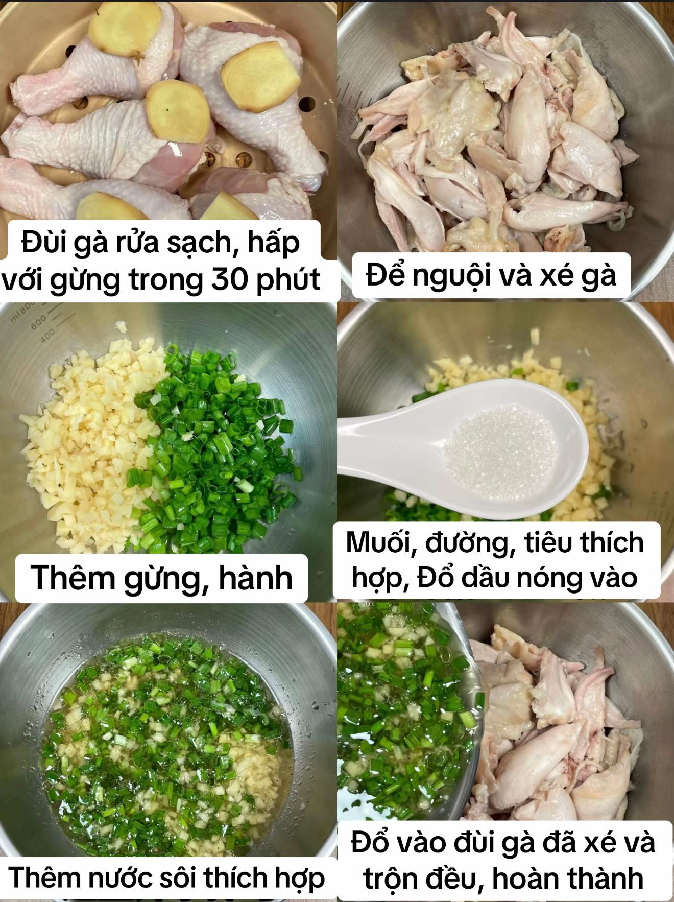 Gà Hấp Tỏi Gừng Ngọt Dịu Thơm Mềm
