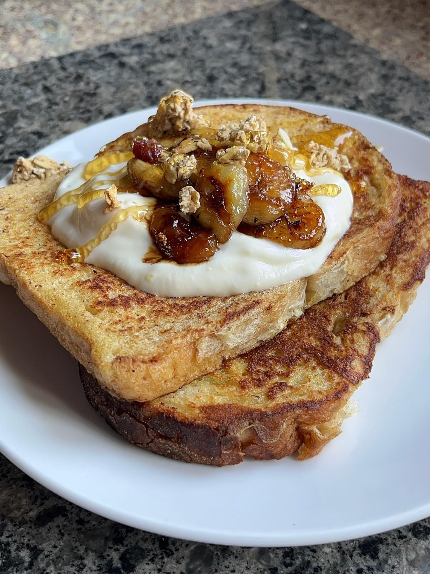 Golden Caramel Banana Bliss French Toast