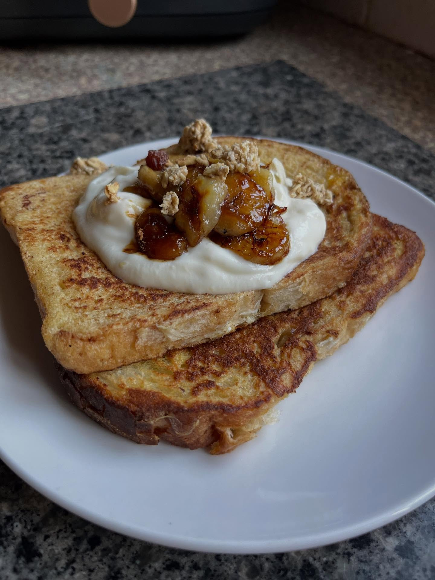 Golden Caramel Banana Bliss French Toast