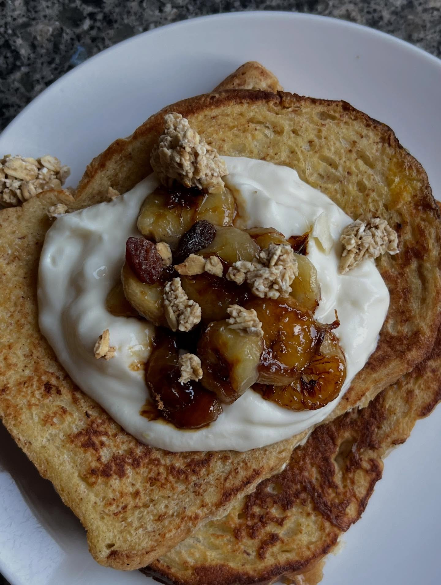 Golden Caramel Banana Bliss French Toast