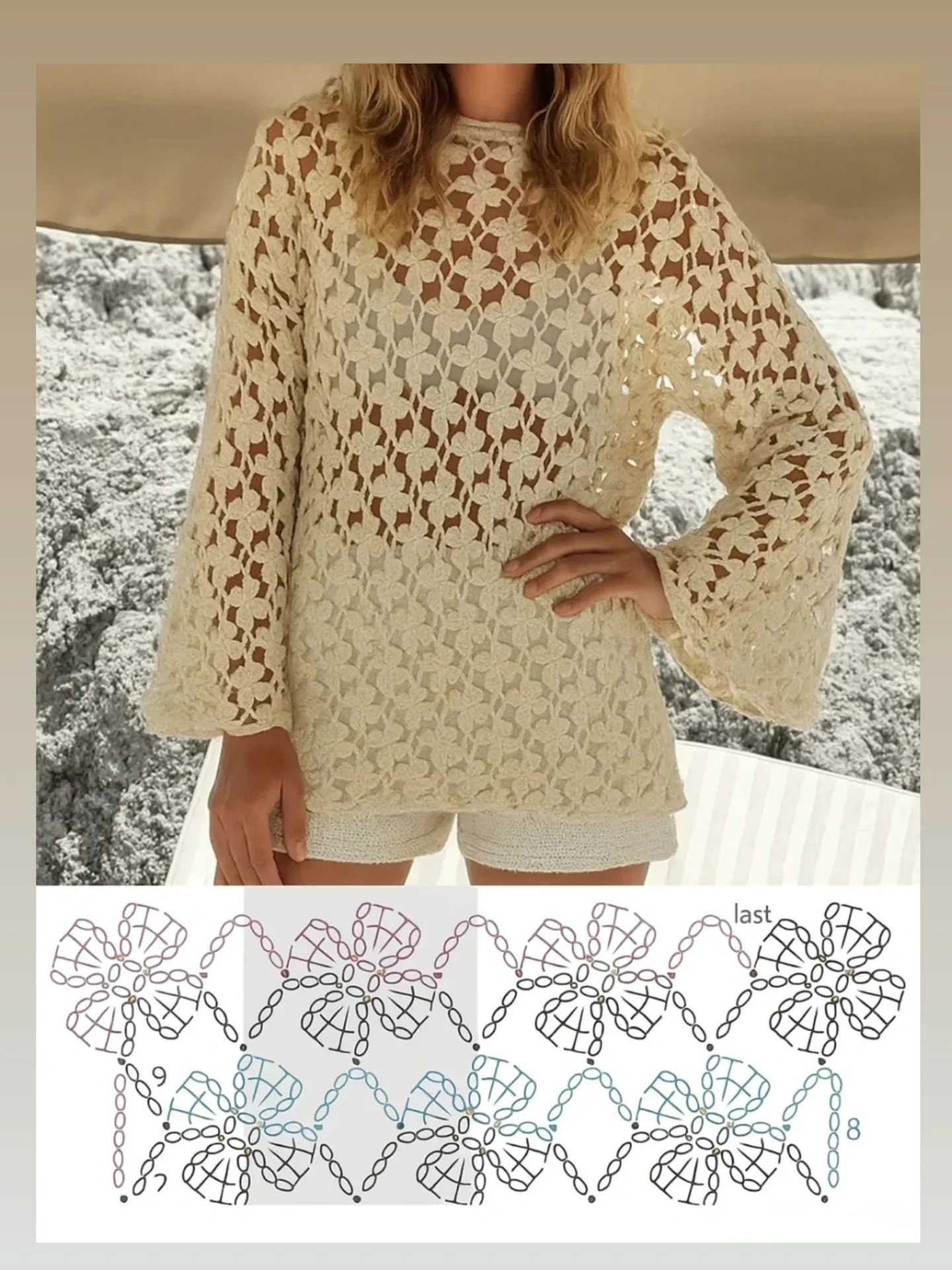 Gráfico de Crochê de Borboleta Elegante e Detalhado