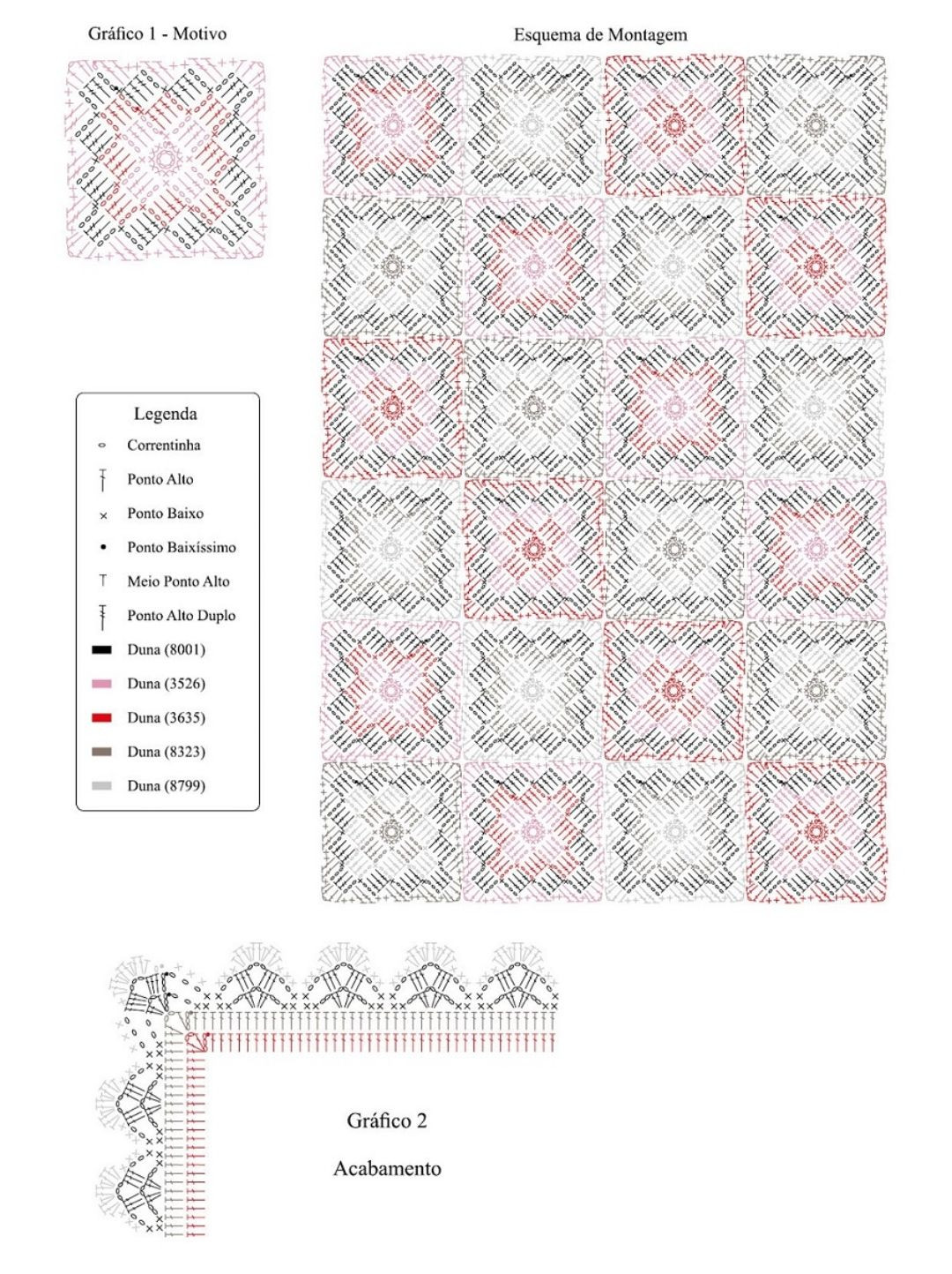 Gráfico de Crochet para Tapete em Leque com Flor Central