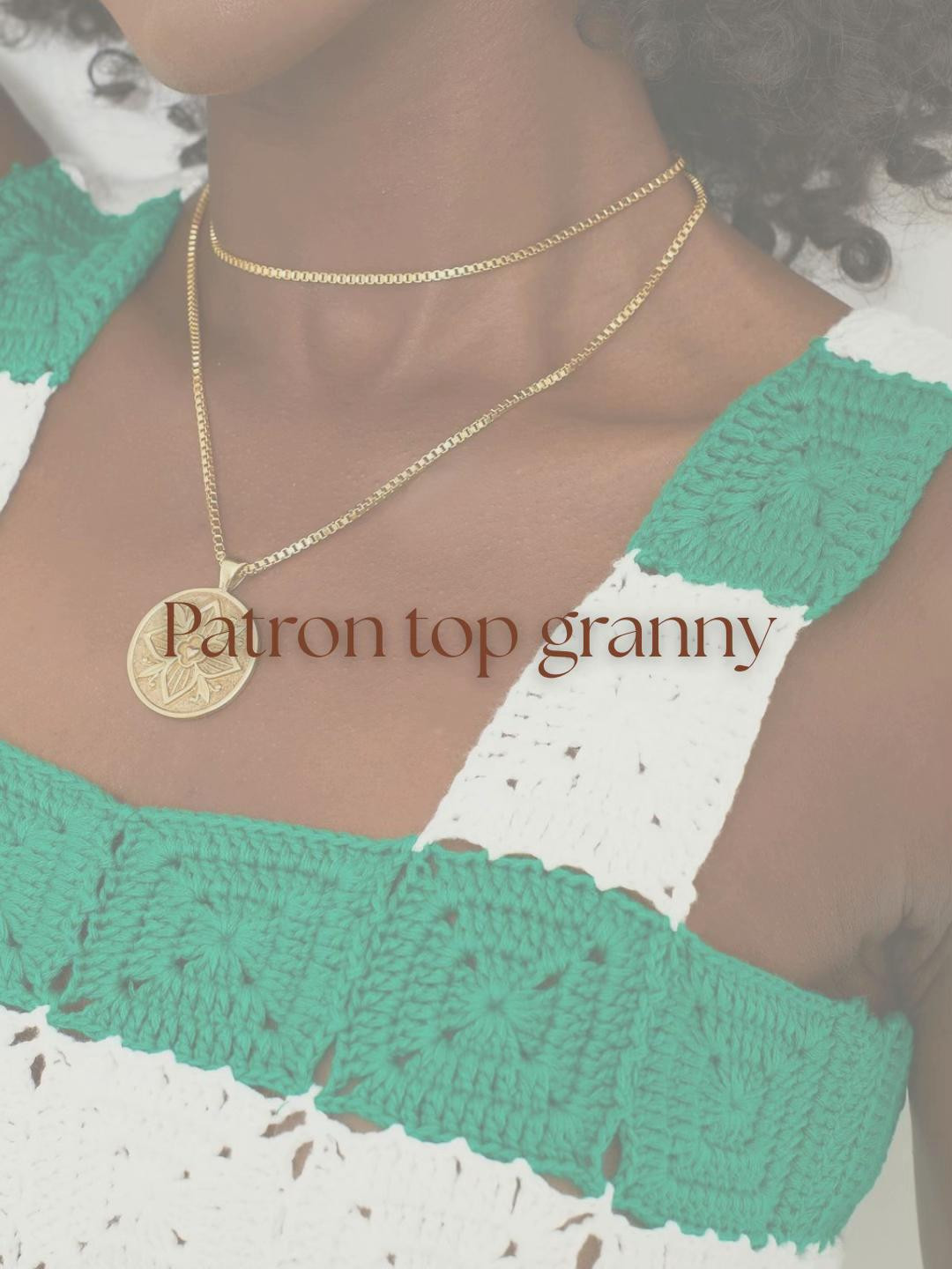 Green and White Crochet Top Pattern with Square Motifs