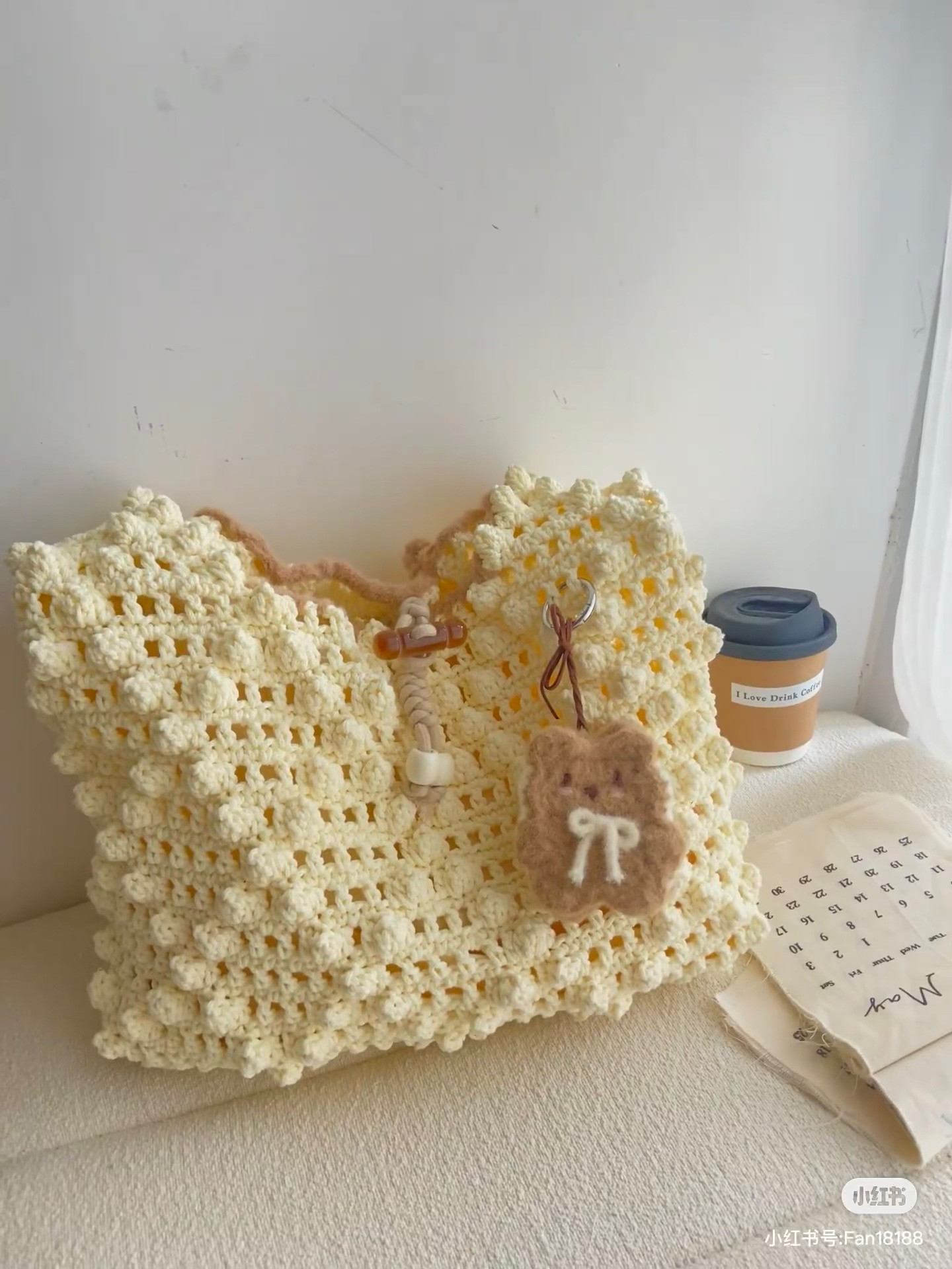 Handmade Crochet Bag with Cute Bear Charm Pattern