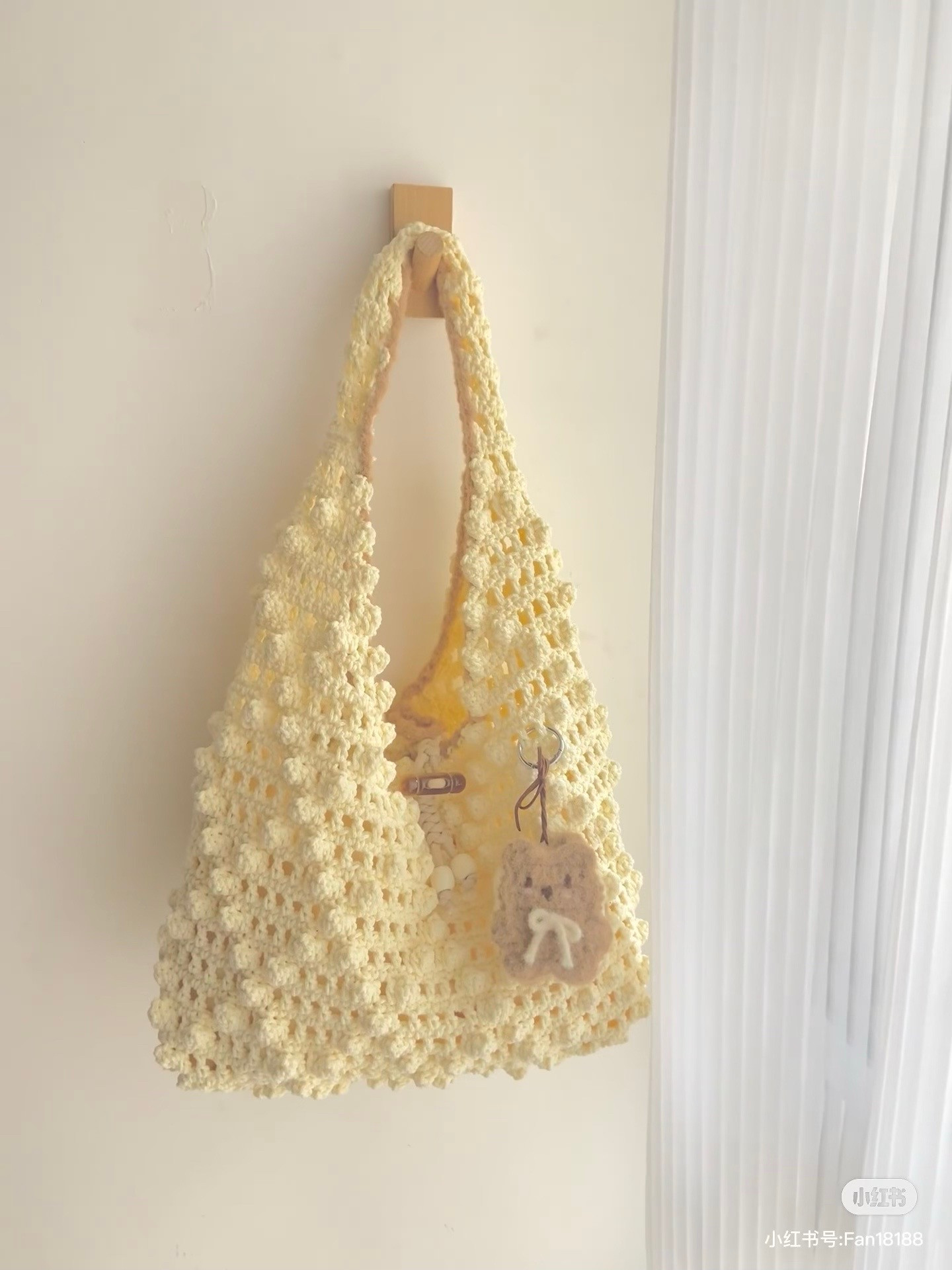 Handmade Crochet Bag with Cute Bear Charm Pattern