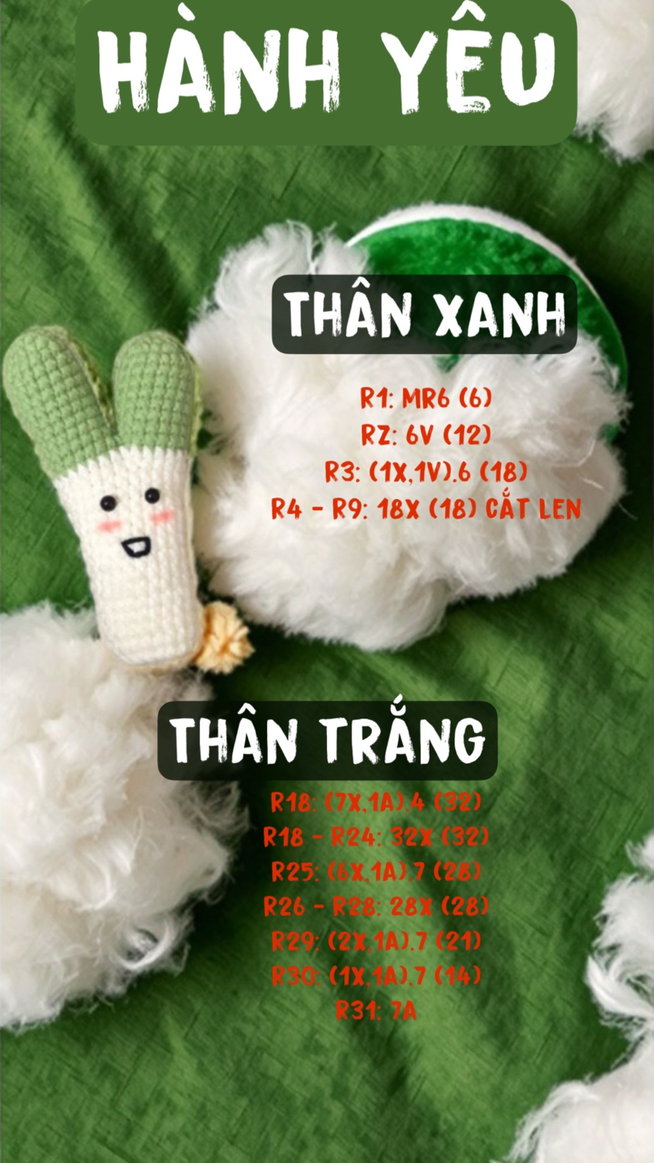 Hướng dẫn móc củ cải đáng yêu với biểu đồ chi tiết