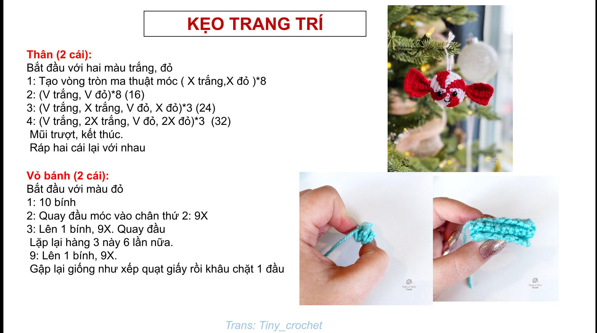 Hướng dẫn móc kẹo trang trí cho cây thông Noel