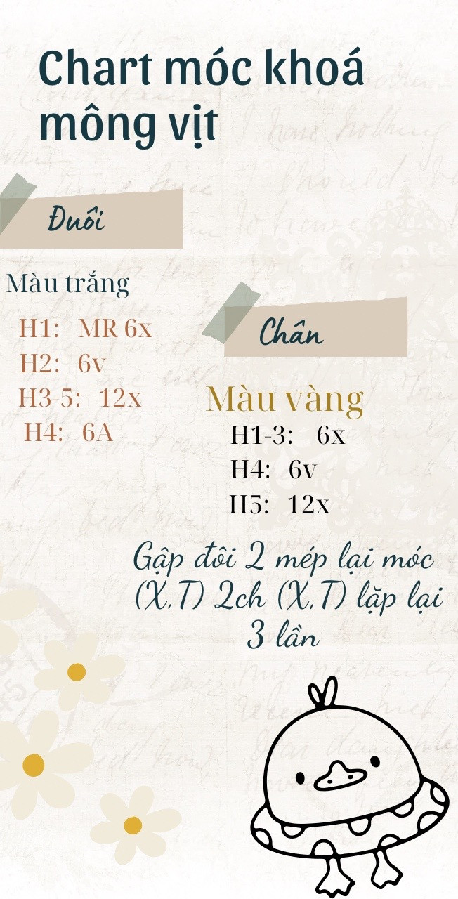 Hướng dẫn móc khóa mông vịt dễ thương chi tiết từng bước