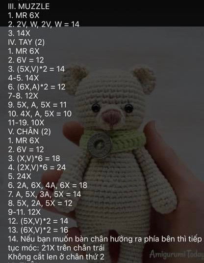 Hướng dẫn móc len amigurumi gấu bông dễ thương và chi tiết
