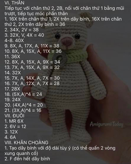 Hướng dẫn móc len amigurumi gấu bông dễ thương và chi tiết