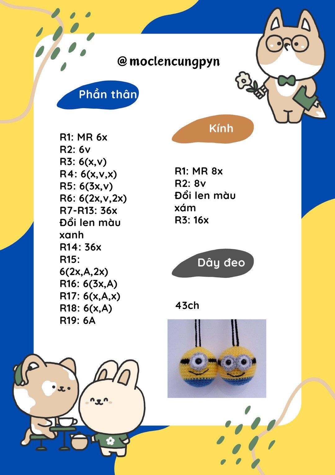 Hướng dẫn móc len búp bê Minion dễ thương, dễ làm