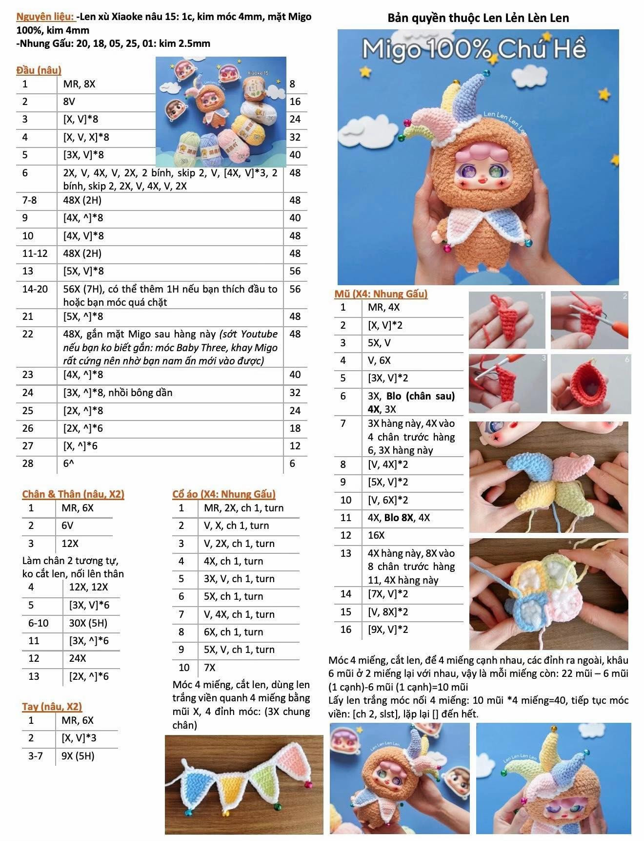 Hướng dẫn móc len chú hề dễ thương cho người mới bắt đầu