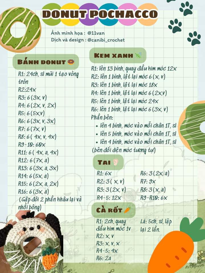 Hướng dẫn móc len đồ chơi hình bánh donut đáng yêu và dễ thương