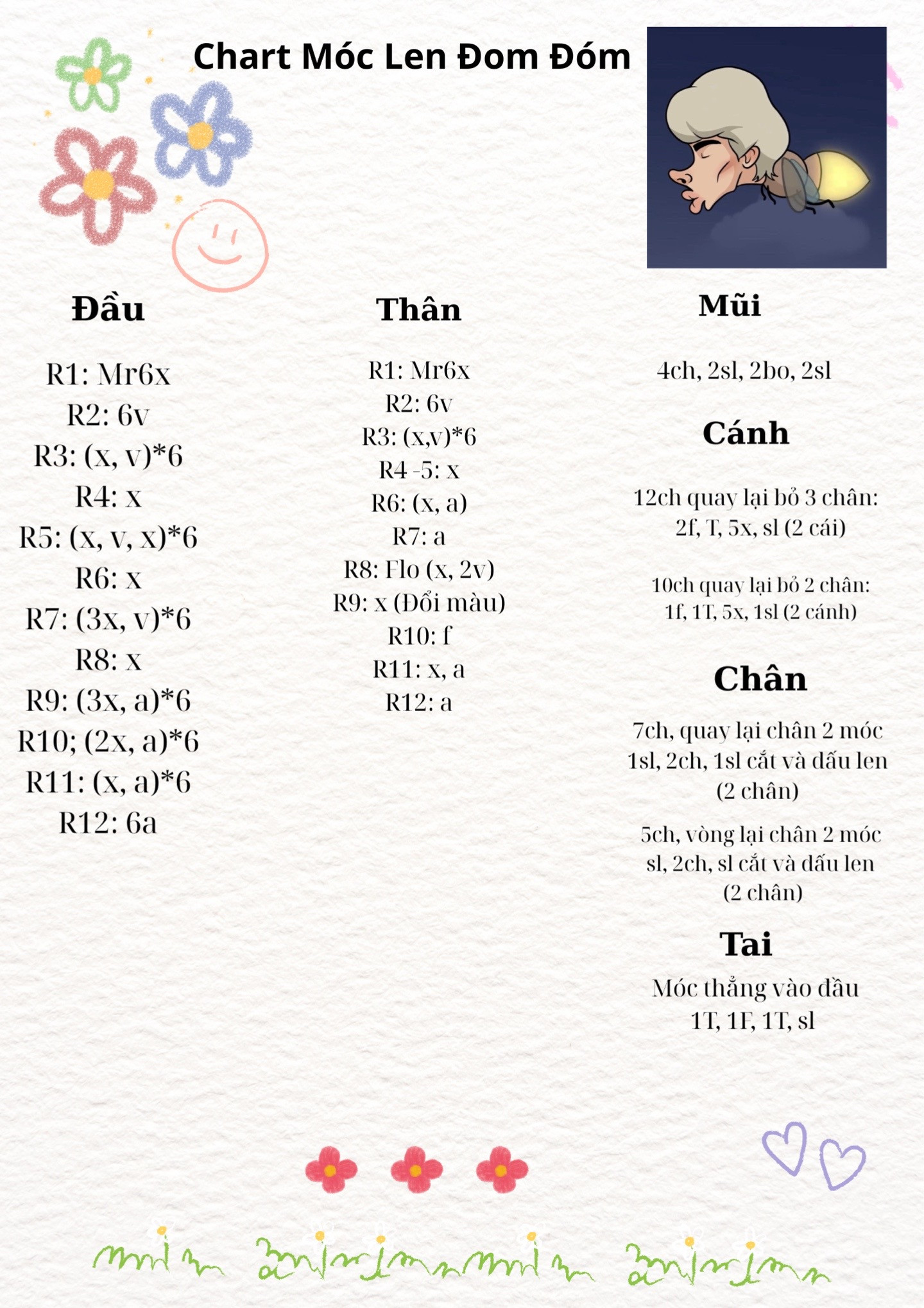 Hướng dẫn móc len đom đóm dễ thương cho người mới bắt đầu