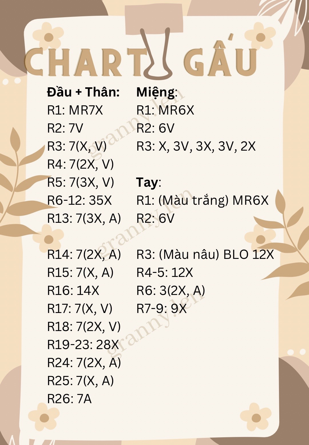 Hướng dẫn móc len gấu bông nhỏ xinh dễ thương cho người mới bắt đầu