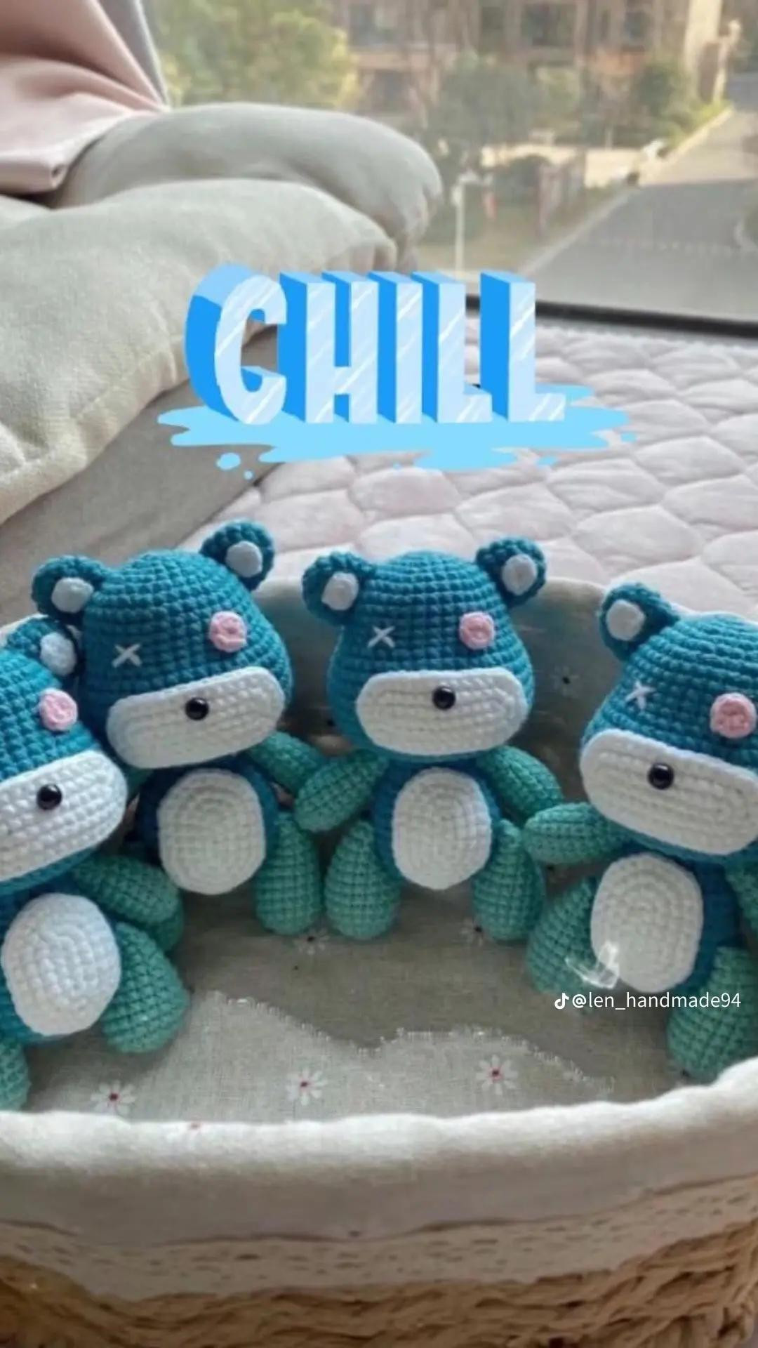 Hướng dẫn móc len gấu bông xanh nhỏ xinh dễ thương