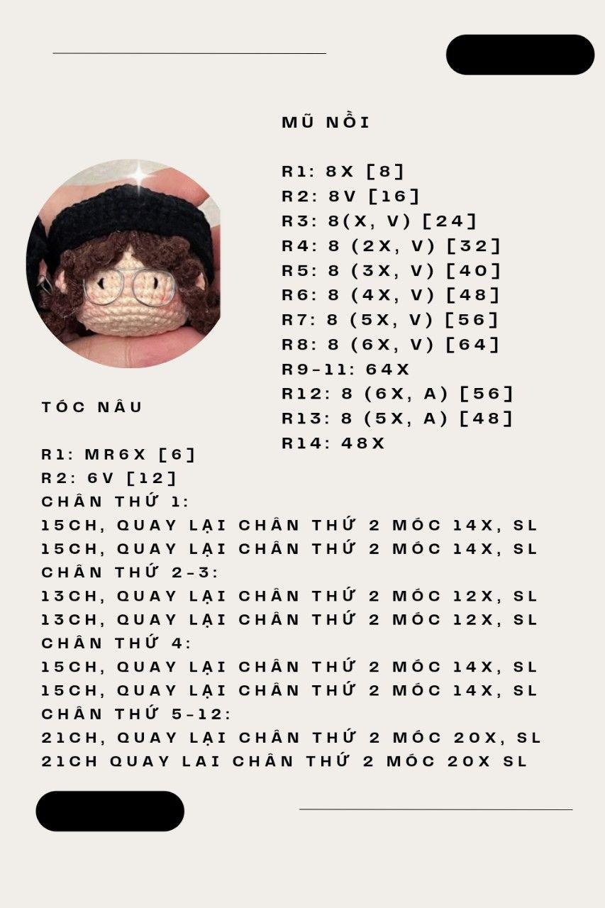 Hướng dẫn móc len làm móc khoá hình mặt người dễ thương