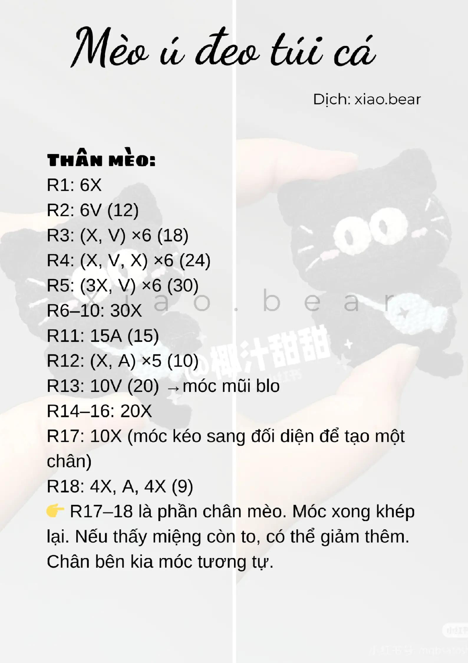 Hướng dẫn móc len mèo đen đáng yêu cho người mới bắt đầu