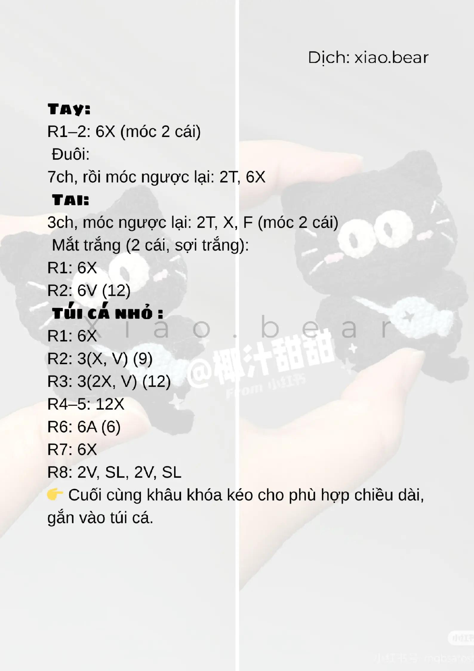 Hướng dẫn móc len mèo đen đáng yêu cho người mới bắt đầu