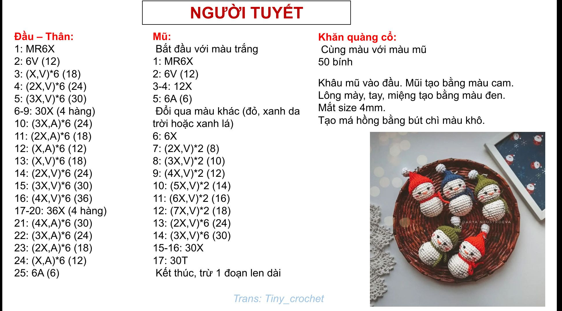 Hướng dẫn móc len người tuyết đáng yêu cho mùa Giáng Sinh