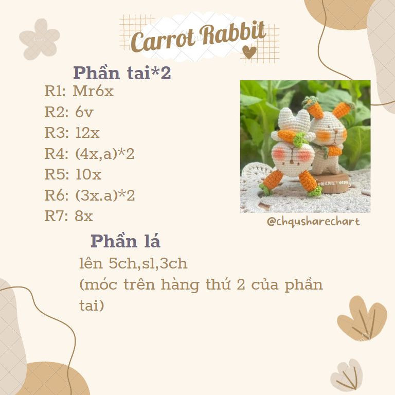 Hướng dẫn móc len thỏ cà rốt dễ thương cho người mới bắt đầu