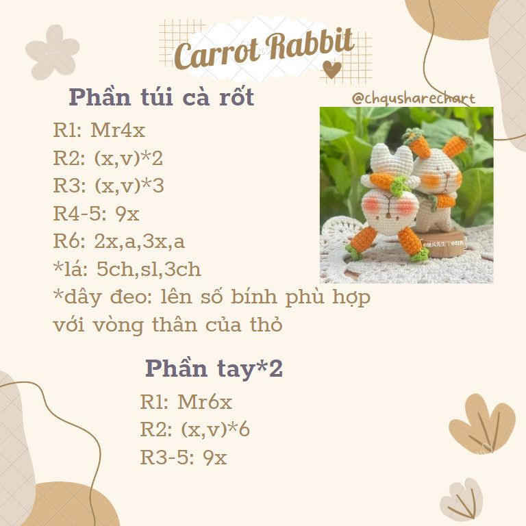 Hướng dẫn móc len thỏ cà rốt dễ thương cho người mới bắt đầu