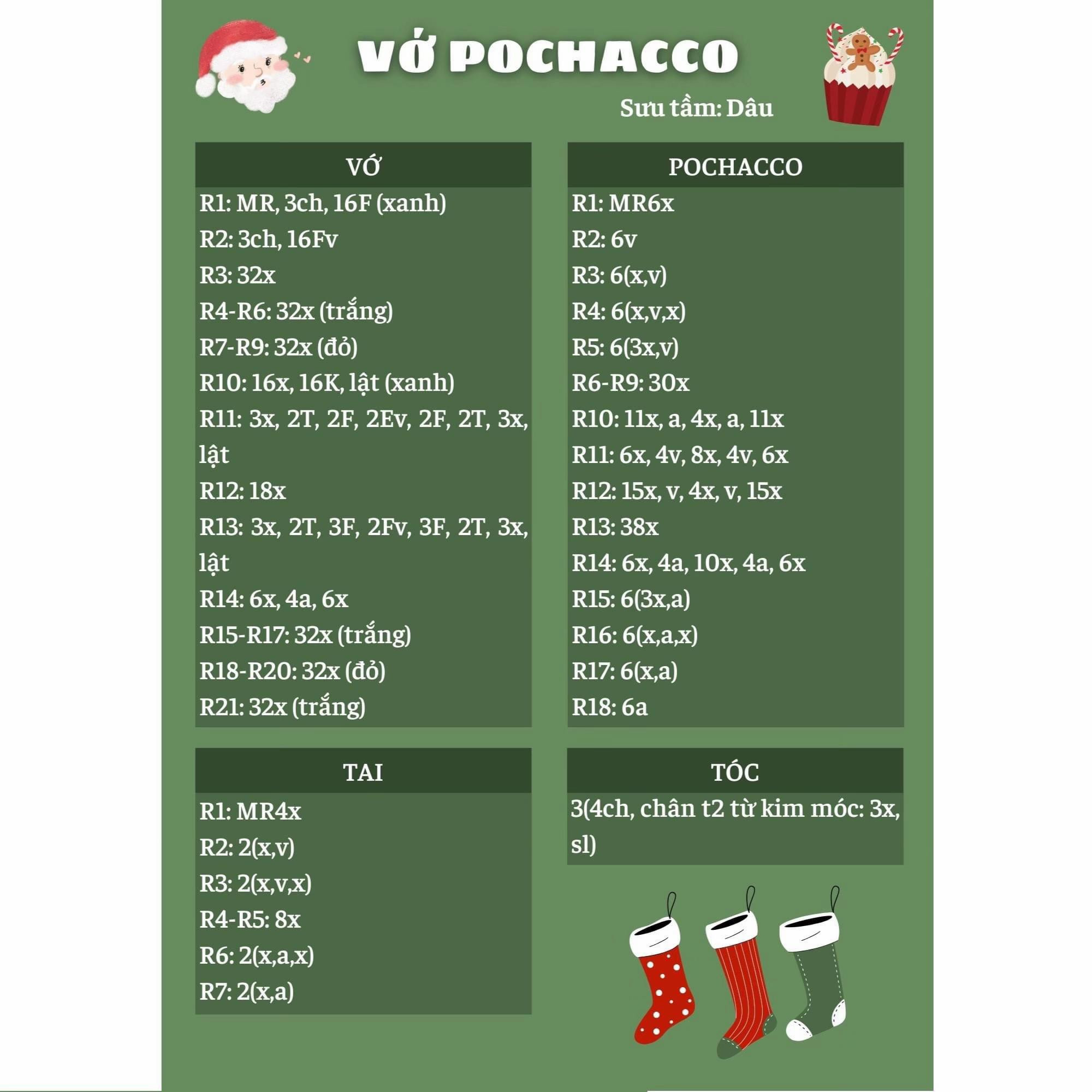 Hướng dẫn móc len vớ Pochacco cho mùa lễ hội ấm áp