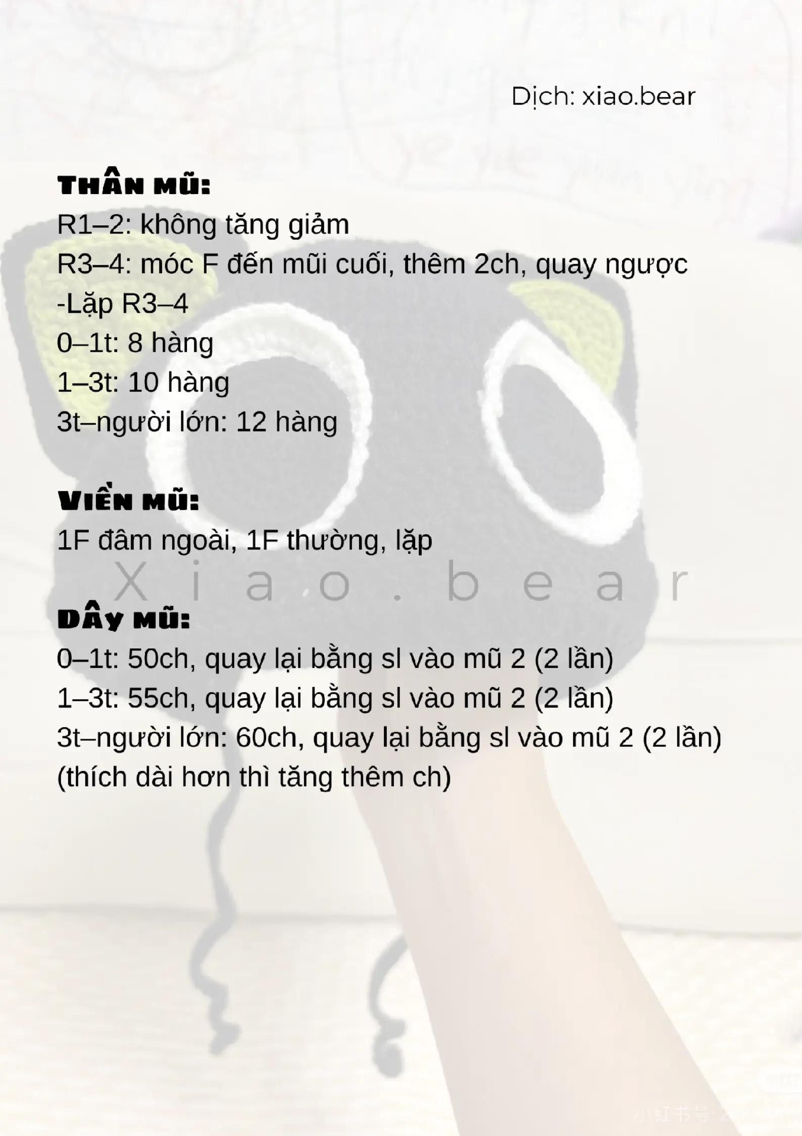 Hướng dẫn móc mũ len hình mèo dễ thương cho bé