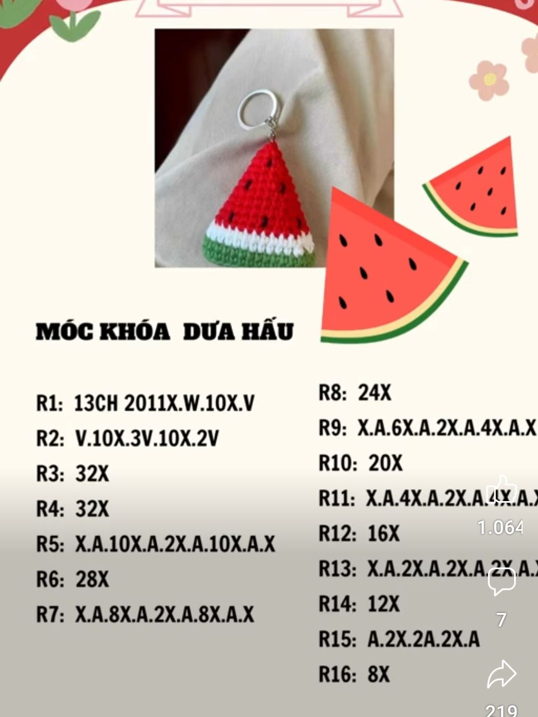 Hướng dẫn móc quả dâu tây khổng lồ bằng len dễ thương