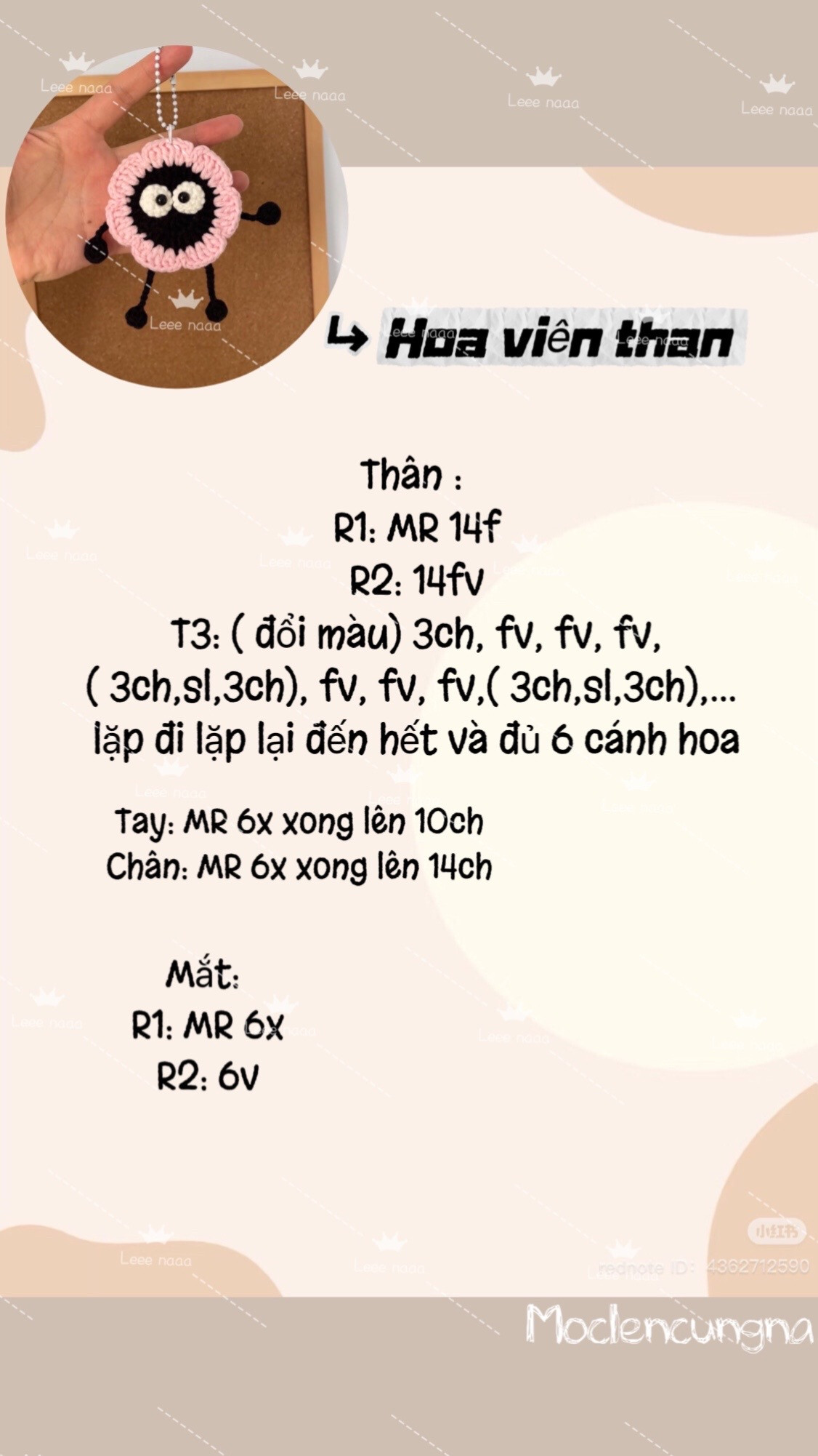 Hướng dẫn tạo móc khóa len hình đám mây hồng dễ thương