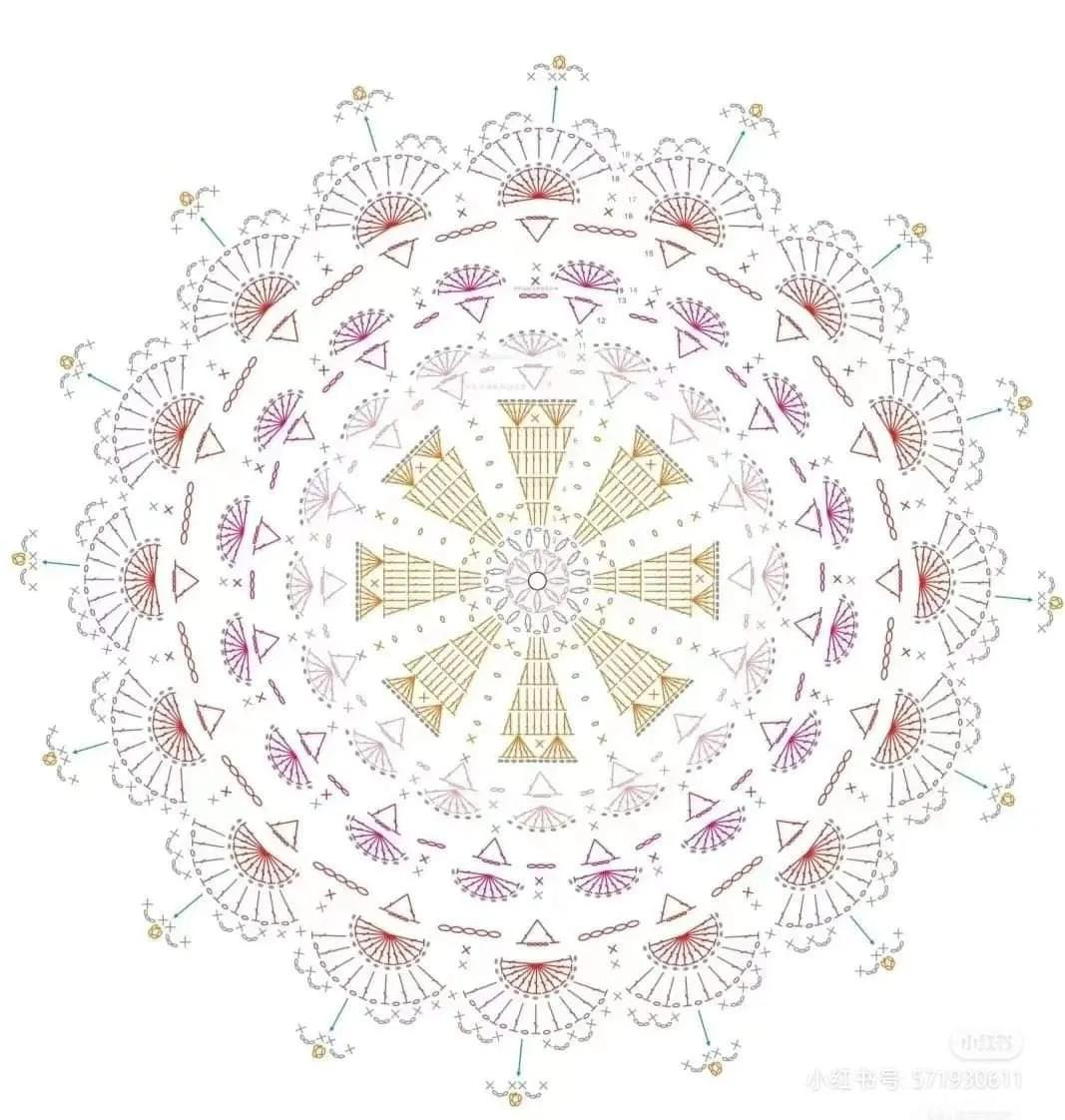Intricate Crochet Mandala Pattern with Heart Motif Design
